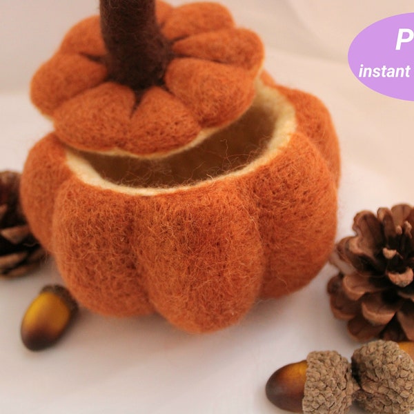 Tutorial en PDF: Calabaza hueca con fieltro de aguja / Descarga instantánea del tutorial de calabaza hueca