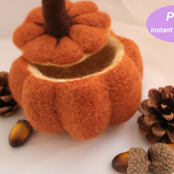 PDF tutorial: Needle felt Hollow Pumpkin | Hollow Pumpkin Tutorial instant download