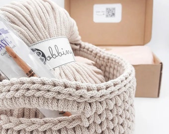 DIY crochet kit with DESIRED COLOR | Crochet Set | Crochet bread basket | incl. yarn, instructions, crochet hook | Crochet pattern basket