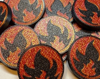 Fire Energy Type TCG Counter Token - Ability Used - Standard Size