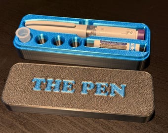 Estuche de viaje para almacenamiento de bolígrafo dosificador/inyector totalmente personalizable y adecuado para usar en el refrigerador.
