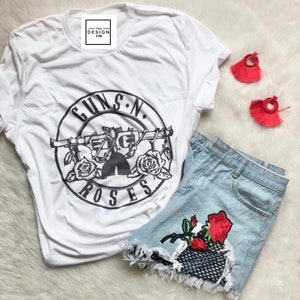 Guns’roses logo/ t-shirt / Unisex tee/ vintage feel/White/rock band