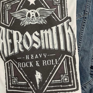 Aerosmith Heavy t-shirt/rock band/Unisex tee/ vintage feel/White