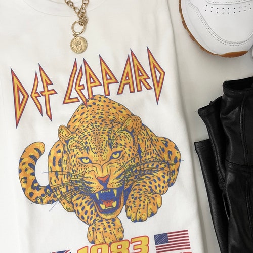 DEF LEPPARD Def Leppard Band T-shirt Band T Men's M size cotton black type Vintage Second Hand