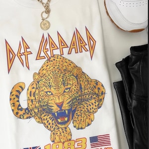 Def Leppard 1983 t-shirt /rock band/Unisex tee/ vintage feel/White