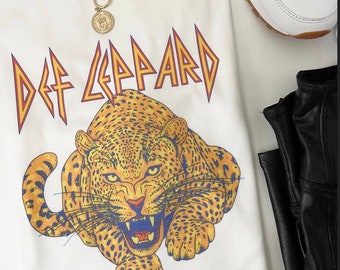 Def Leppard 1983 t-shirt /rock band/Unisex tee/ vintage feel/White