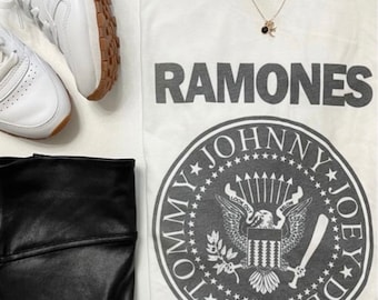 Ramones t-shirt/rock band/Unisex tee/ vintage feel/White