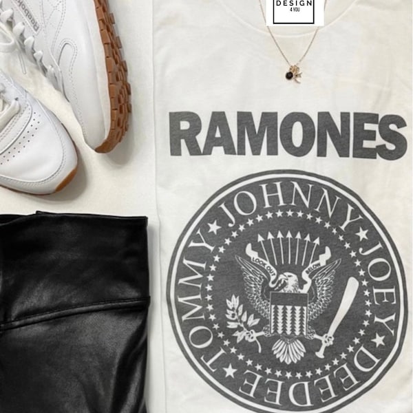 Ramones t-shirt/rock band/Unisex tee/ vintage feel/White