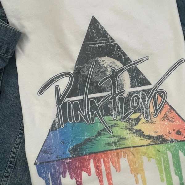 Pink Floyd colors/ t-shirt/Unisex tee/ vintage feel/White/rock band