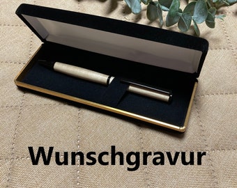 Handgedrechselter Kugelschreiber aus Holz Ahorn mit Wunschgravur individuell personalisiert Geschenk Name Gravur Geburtstag Weihnachten