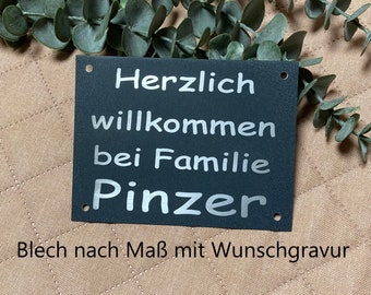 Blechschild nach Maß Klingelschild Metall Kutte MC  Gravur schwarz Geburtstag Türschild Typenschild Modellbau Schild Namen Namensschild