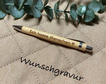 Kugelschreiber Holz Wunschgravur personalisiert Geschenk Name Gravur Hochzeit Geburtstag Stift Bambus Werbung Weihnachten