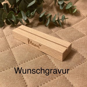 Kartenhalter handgefertigt Holz individuell personalisiert Wunschgravur Geschenk Name Bilderrahmen Geburtstag Tischaufsteller ca. 30x20x15cm