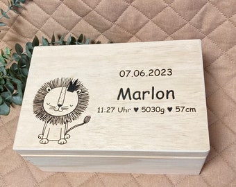 Geschenkbox aus Holz mit Wunschgravur individuell personalisiert Geburt Kinder  Geschenk Name Gravur Hochzeit Geburtstag Box Kiste