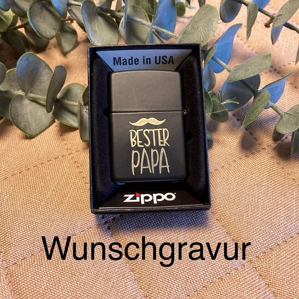 Zippo Feuerzeug  original schwarz Geschenk  Name Gravur Hochzeit Geburtstag Werbung Vatertag Muttertag personalisiert Benzin Wunschgravur