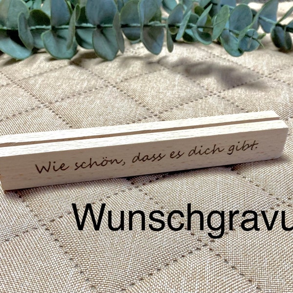 Kartenhalter handgefertigt aus Holz individuell personalisiert Wunschgravur Geschenk Name Bilderrahmen Geburtstag Bilder Foto handmade Deko