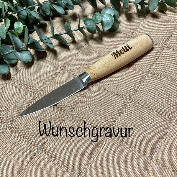 Küchenmesser Holzgriff Wunschgravur personalisiert Geschenk Name Gravur  Geburtstag Schneidemesser Kochmesser Allzweck Weihnachten