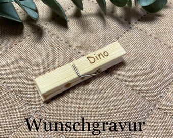 Wäscheklammer aus Holz individuell personalisiert Wunschgravur Geschenk Name Tischdeko Dekoration Geburtstag  Weihnachten Namensschild