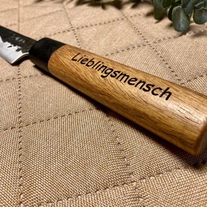 Küchenmesser Holzgriff in Holzbox Wunschgravur personalisiert Geschenk Name Gravur Geburtstag Schneidemesser Kochmesser Muttertag Vatertag Bild 3