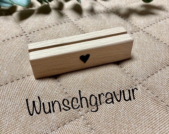 Kartenhalter handgefertigt aus Holz individuell personalisiert Wunschgravur Geschenk Name Bilderrahmen Geburtstag handmade Weihnachten