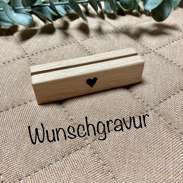 Kartenhalter handgefertigt aus Holz individuell personalisiert Wunschgravur Geschenk Name Bilderrahmen Geburtstag handmade Weihnachten