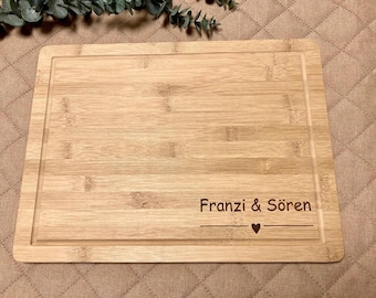 XXL Brotzeitbrett Schneidebrett Frühstücksbrett Holz Bambus Vesperbrett personalisiert Geschenk Name Gravur Geburtstag Hochzeit Weihnachten