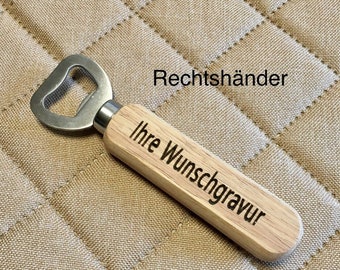 Flaschenöffner Holz Wunschgravur individuell personalisiert Geschenk Kapselheber Bar Name Gravur Hochzeit Geburtstag Werbung Vatertag