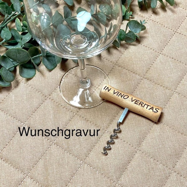 Korkenzieher Holz Wunschgravur individuell personalisiert Geschenk Weinöffner Bar Name Gravur Hochzeit Geburtstag Muttertag  Vatertag