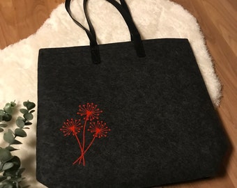 Filztasche mit Lederhenkel, Edel, Geschenk, Geburtstag, Weihnachten Shopper, Handtasche, personalsiert