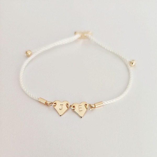 Personalised heart bracelet, custom initial bracelet, Valentine's gift, dainty bracelet, gift for her, couple bracelet, bridesmaid bracelet