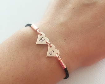 Personalised heart charm bracelet, Couples gift, Couple bracelet, Valentine's gift for her, Friendship bracelet, Birthday gift, Anniversary