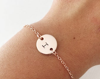 Personalized Initial Disc Bracelet, Bridesmaid Gift
