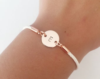 Personalized Initial Disc Bracelet, Bridesmaid Gift, Wedding Jewelry