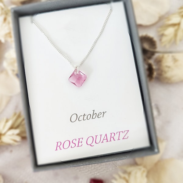 October birthstone necklace, personalised jewellery, Christmas gift, Gifts for her, bridesmaid gifts, couples gift, Birthday gift, Crystal