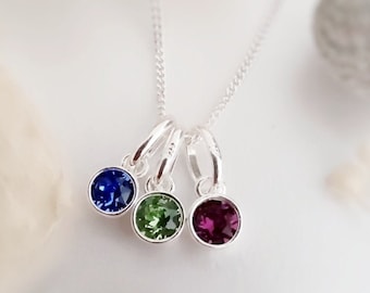 Family necklace, birthstone, silver, Minimal necklace, personalised gift, gifts for her, family necklace, gifts for mum, anniversary gifts