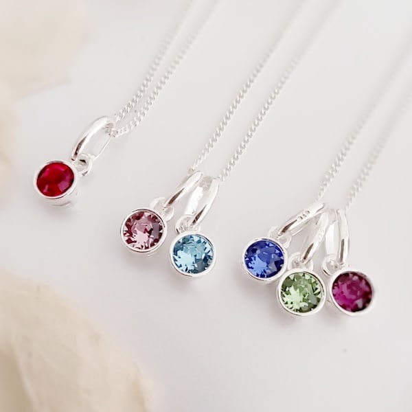 Silver birthstone necklace, personalised birthday gifts, necklace for women, Christmas gifts for her, bridesmaids gifts, mum family gifts