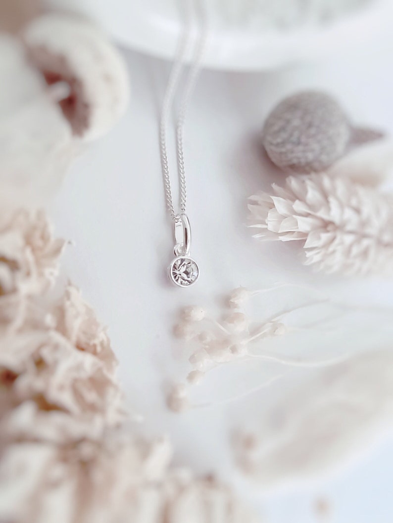 Silver, birthstone necklace, personalised gifts, necklaces for women, gifts for her, bridesmaids gifts, gift for sister, mum gift, dainty zdjęcie 4