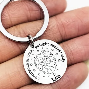 Personalised horoscope keyring, Star sign Gift, Custom back engraving keyring, Christmas gifts for her, Zodiac birthday gift, Astrology gift