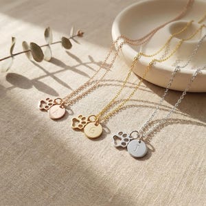 Collier initial personnalisé avec empreinte de patte, bijoux de patte de chien, cadeau pour maman chat, souvenir commémoratif pour animal de compagnie
