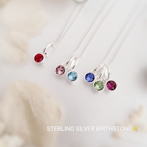 Silver, birthstone necklace, personalised gifts, necklaces for women, gifts for her, bridesmaids gifts, gift for sister, mum gift, dainty zdjęcie 5