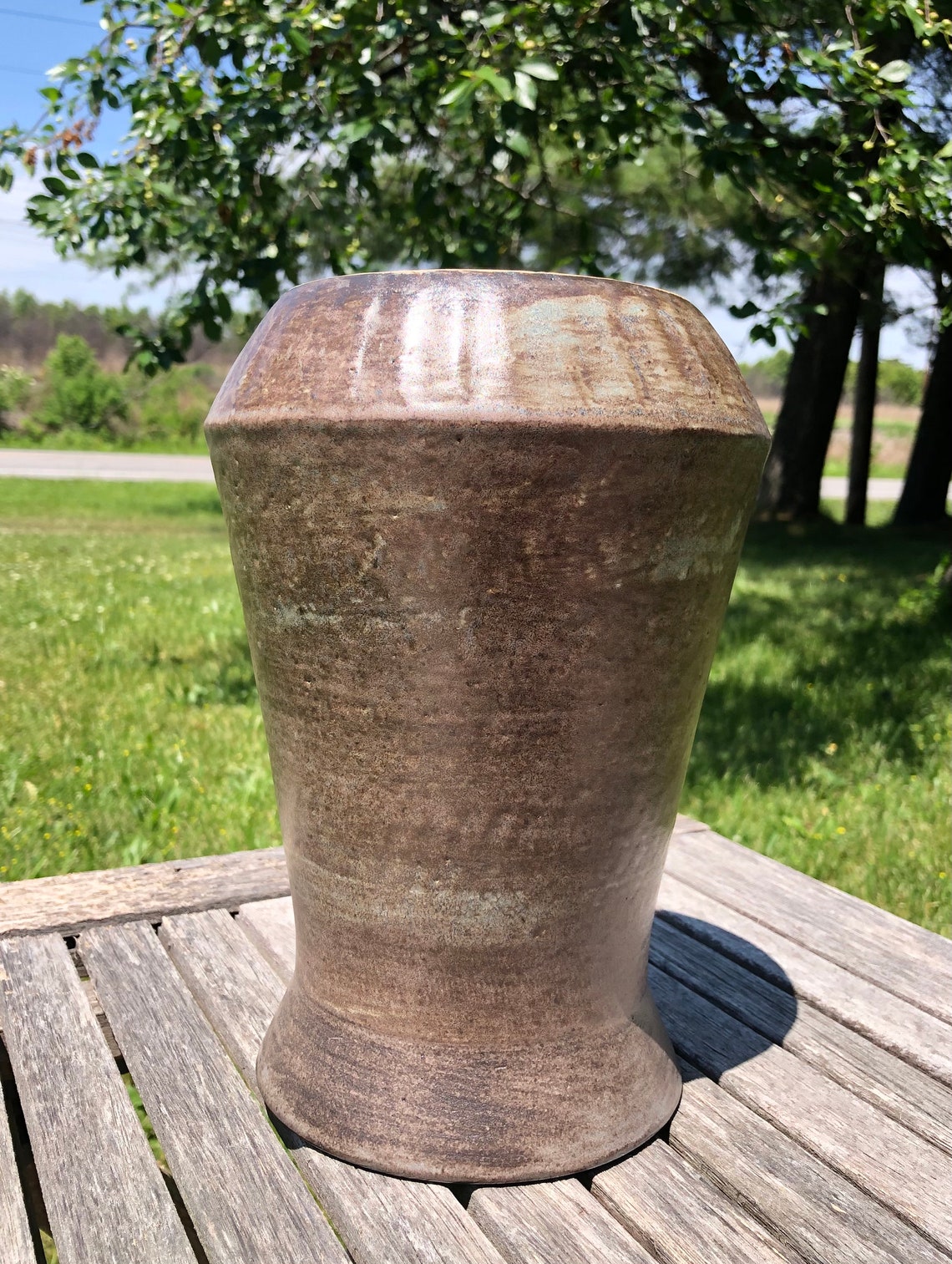 Large Graygreen Vase Etsy