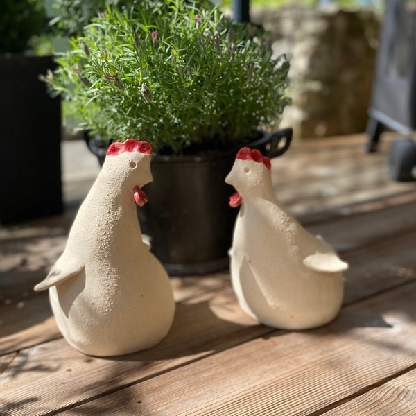 Poulets en céramique l animaux en céramique de jardin faits à la main I figures d’animaux en céramique I animaux en argile l cadeau d’hôtesse