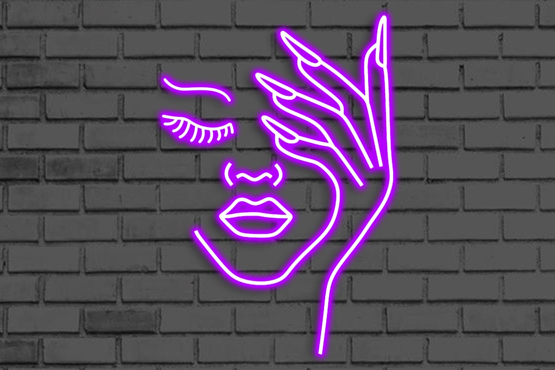 Woman Face LED Neon Sign Nails Led Light Sign Beauty Salon | Etsy