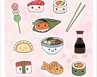 Kawaii Sushi Print | Digital Download | A4