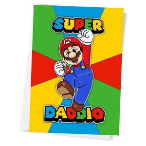 Cartão de Dia dos Pais/Aniversário do Super Mario "Super Daddio" | Download Digital | A5