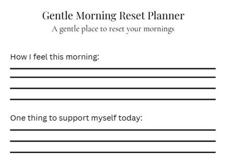 Morning Routine Planner Printable | Gentle Reset Worksheet | Daily ...