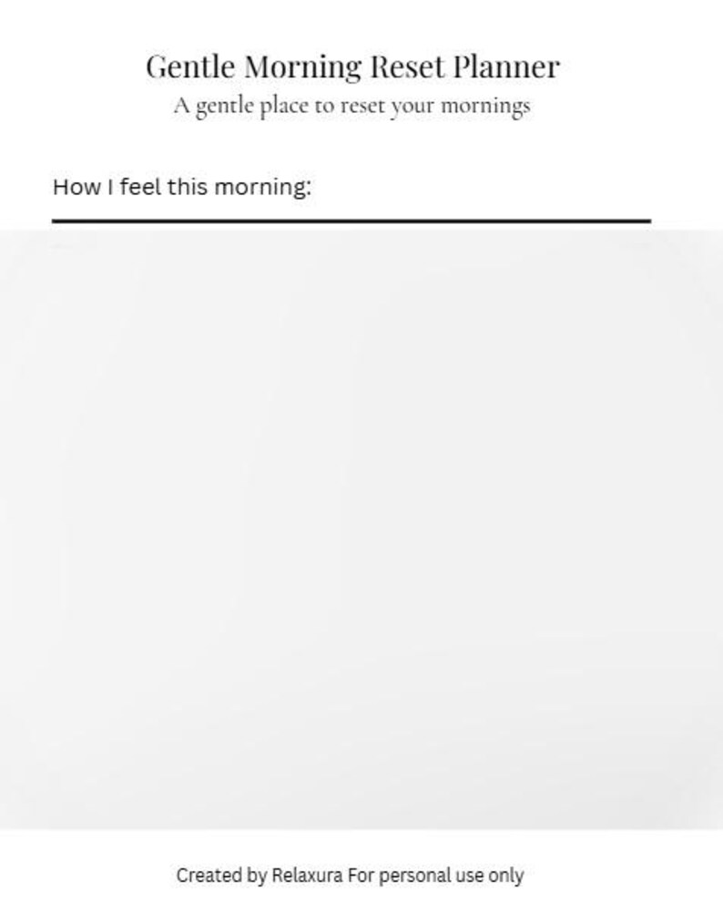 Mourning Routine Intentions Worksheet Gentle Morning Reset Planner | Daily Intentions Self Care Worksheet ...