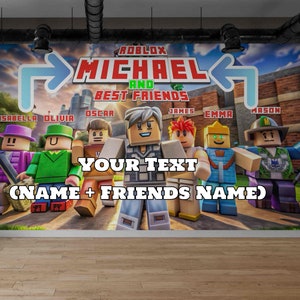 Personalized Name Wallpaper - Roblox Style Painting, Custom Game Room Decor, Unique Gift for Boys or Girls, Peel and Stick Kids  Wall Art