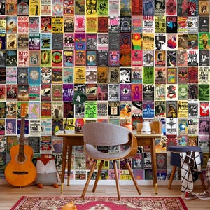 Custom Photo Wall - Concert Poster Wallpaper, Vinyl Peel and Stick or Traditional, Retro Band Posters Wall paper for Wall, Custom Wall Mural