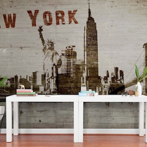 New York Mural Peel and Stick Vintage Graffiti Wallpaper Mural Graffiti Wallpaper Wall Decor Peel & Stick wall mural Wall paper Murals